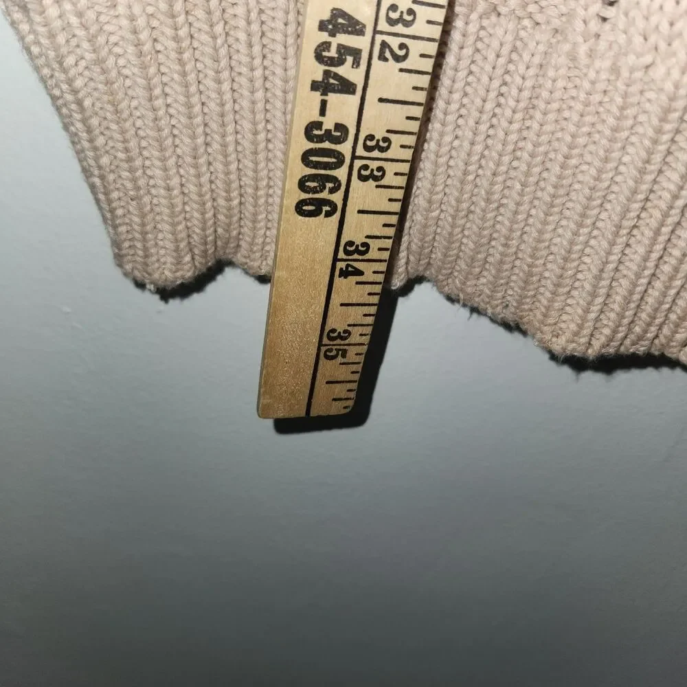 Enyce Vintage Cable Knit Tan Sweater with Black Lettering LARGE